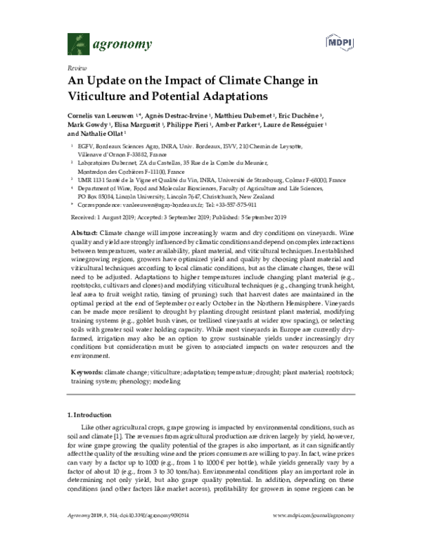(PDF) An Update on the Impact of Climate Change in Viticulture and ...