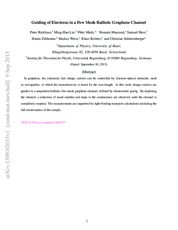 (PDF) Electrons Guided in Ballistic Graphene Channel