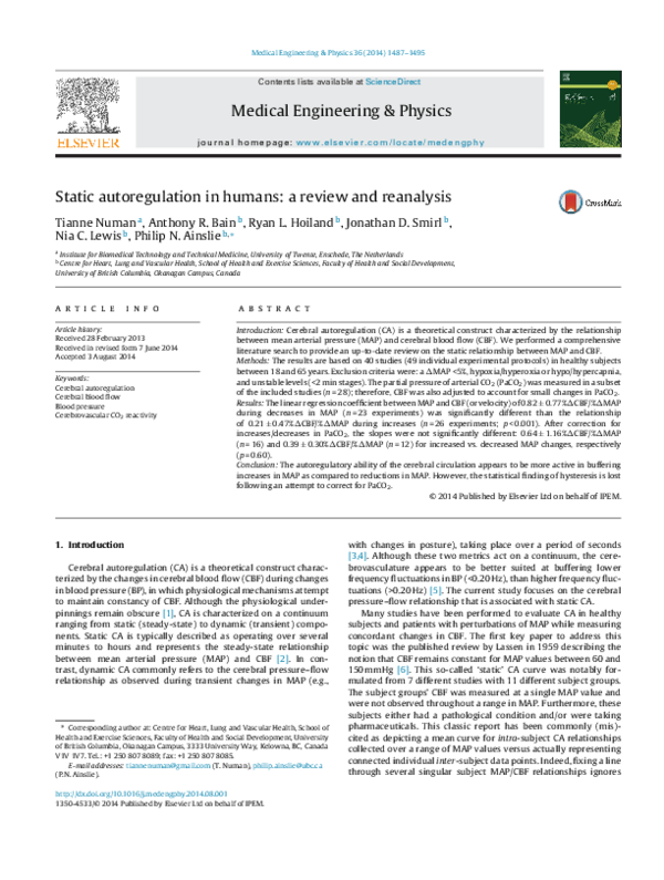 (PDF) Static autoregulation in humans: a review and reanalysis