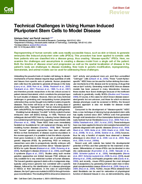 (PDF) Technical Challenges in Using Human Induced Pluripotent Stem ...