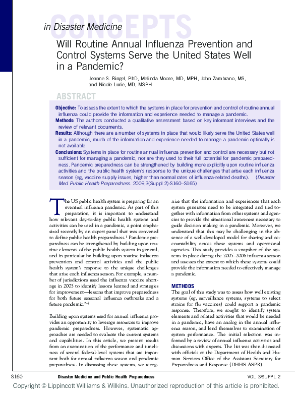 (PDF) Will routine annual influenza prevention and control systems ...