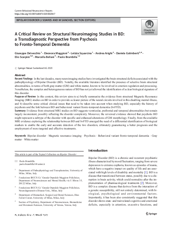 (PDF) A Critical Review on Structural Neuroimaging Studies in BD: a ...
