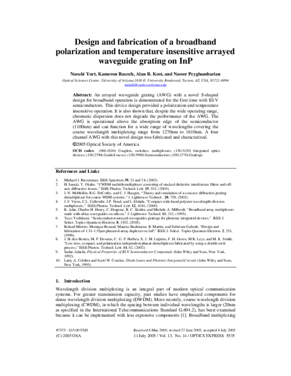 (PDF) Design and fabrication of a broadband polarization and ...