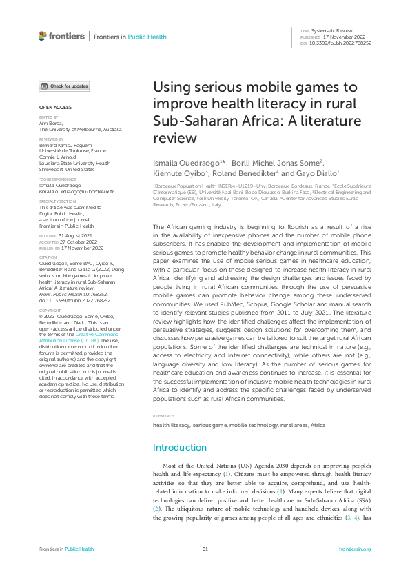 (PDF) Using serious mobile games to improve health literacy in rural ...