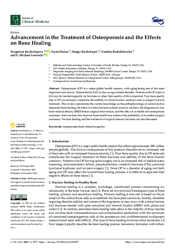 (PDF) Advancement in the Treatment of Osteoporosis and the Effects on ...