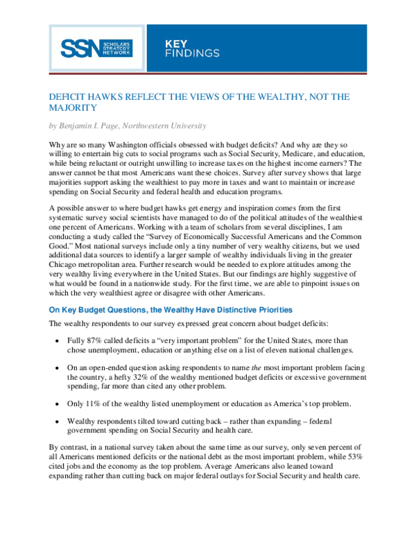 (PDF) Deficit hawks reflect the views of the wealthy, not the majority ...