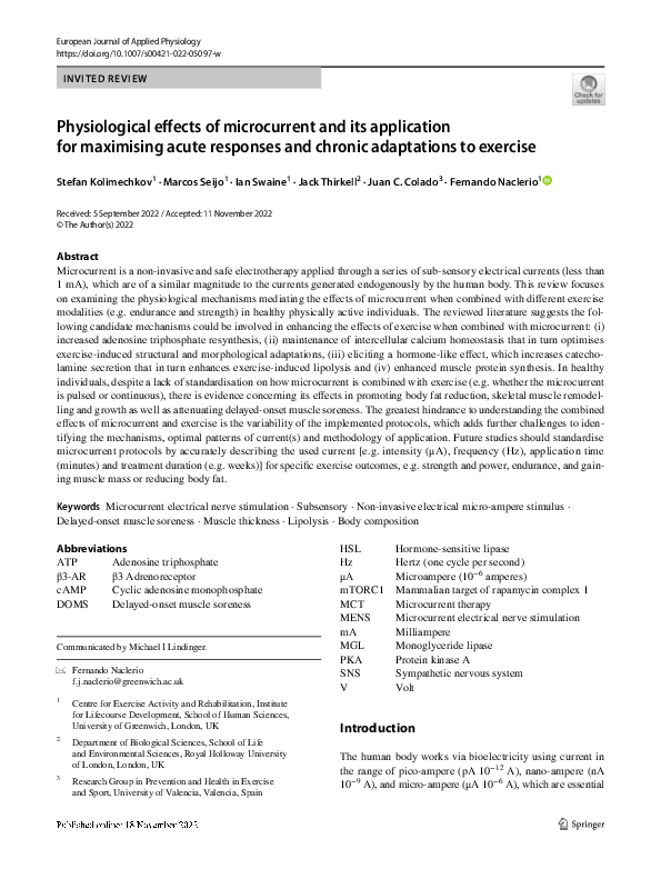 (PDF) Physiological effects of microcurrent and its application for ...
