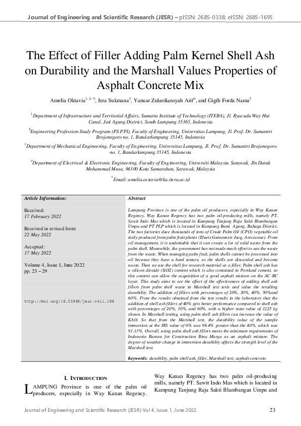 (PDF) The effect of filler adding palm kernel shell ash on durability ...