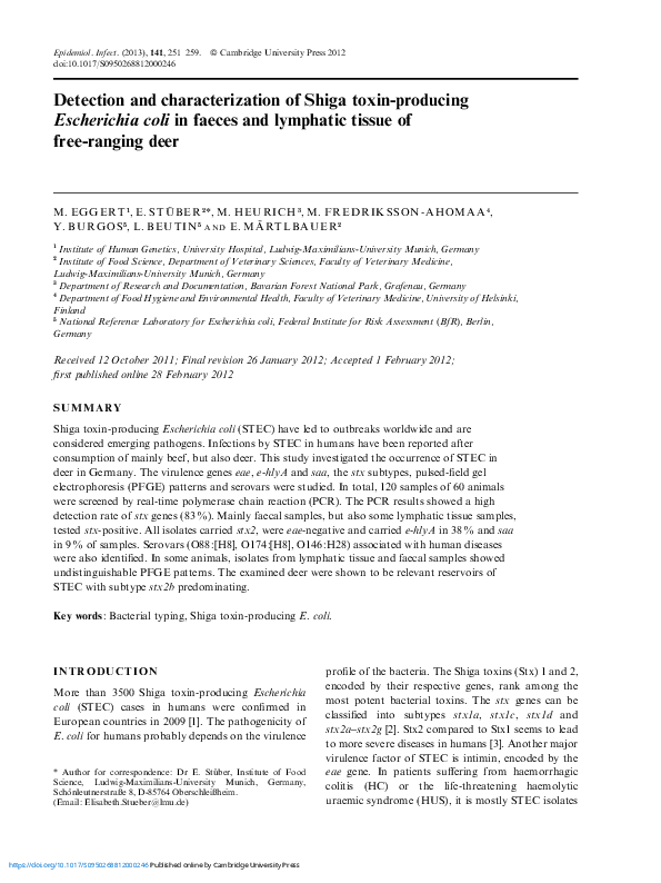 Detection and characterization of Shiga toxin-producingEscherichia ...