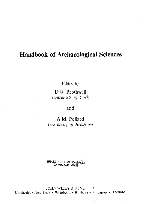 (PDF) Handbook of Archaeological Sciences