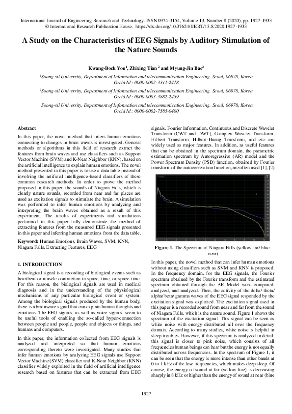 (PDF) A Study on the Characterisitcs of EEG Signals by Auditory ...