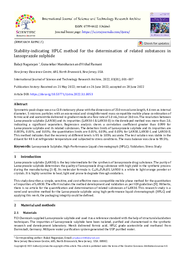 (PDF) Stability-indicating HPLC method for the determination of related ...