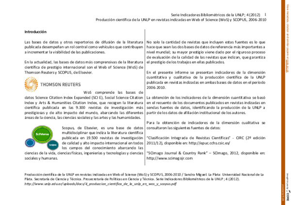 (PDF) Producción científica de la UNLP en revistas indizadas en Web of ...