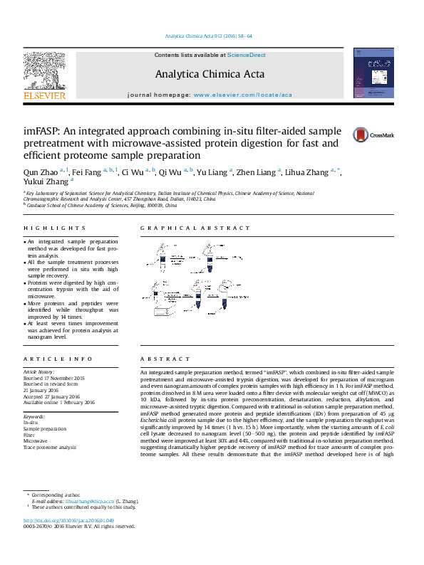 (PDF) imFASP: An integrated approach combining in-situ filter-aided ...