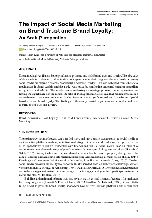 (PDF) The Impact of Social Media Marketing on Brand Trust and Brand Loyalty
