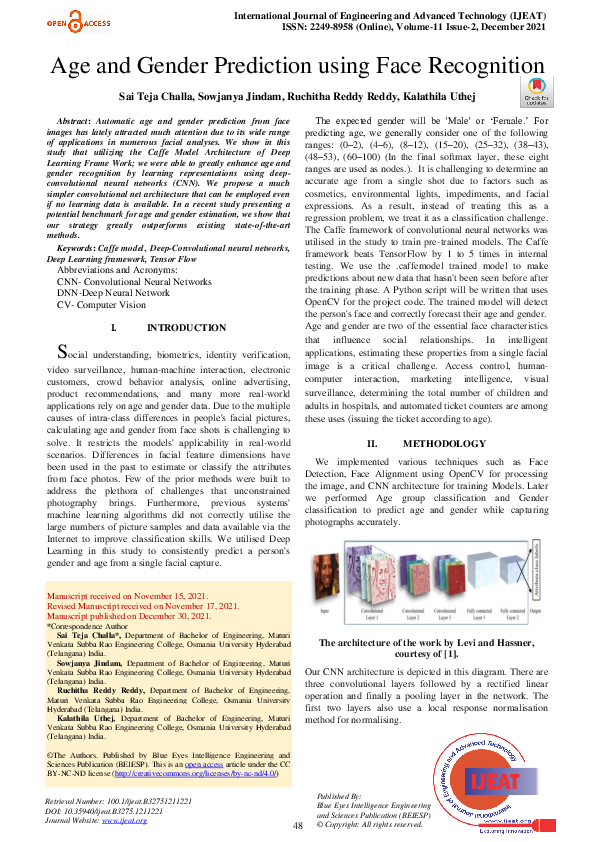 (PDF) Age and Gender Prediction using Face Recognition
