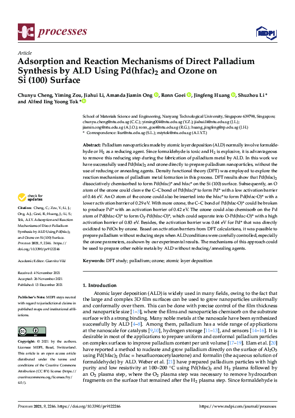 (PDF) Adsorption and Reaction Mechanisms of Direct Palladium Synthesis ...