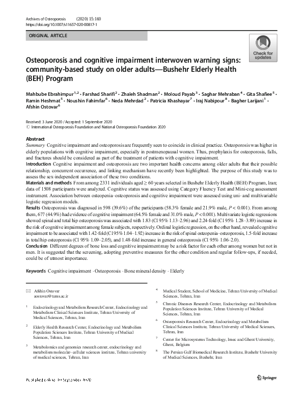 (PDF) Osteoporosis and cognitive impairment interwoven warning signs ...