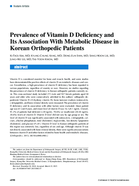 (PDF) Prevalence of Vitamin D Deficiency and Its Association With ...