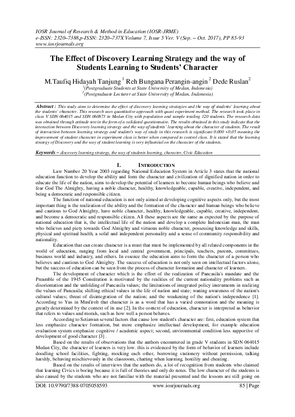(PDF) The Effect of Discovery Learning Strategy and the way of Students ...