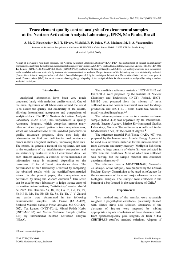 (PDF) Trace element quality control analysis of environmental samples ...