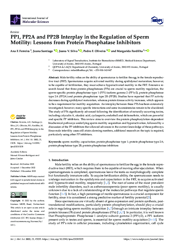 (PDF) PP1, PP2A and PP2B Interplay in the Regulation of Sperm Motility ...