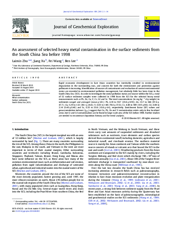 (PDF) An assessment of selected heavy metal contamination in the ...