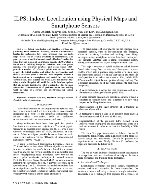 (PDF) ILPS: Indoor localization using physical maps and smartphone sensors