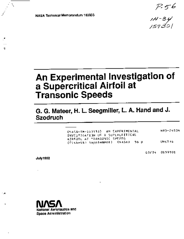 (PDF) An experimental investigation of a supercritical airfoil at ...