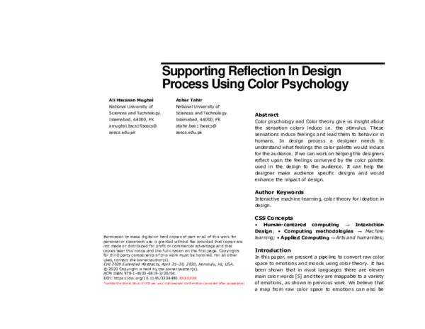 (PDF) Supporting Reflection In Design Process Using Color Psychology