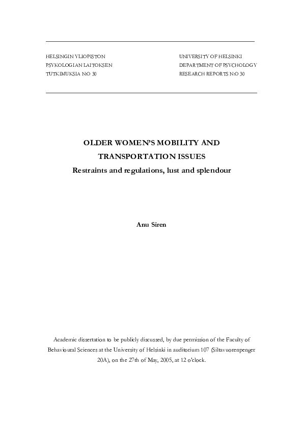 (PDF) Driving Cessation and Health in Older Women