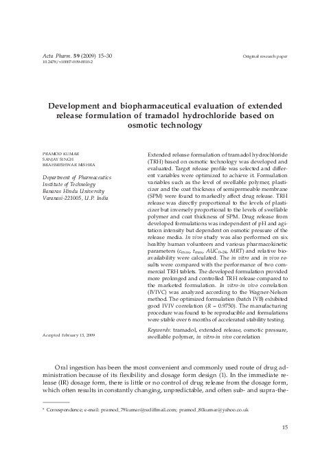 (PDF) Development and biopharmaceutical evaluation of extended release ...