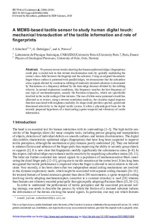 (PDF) A MEMS-based tactile sensor to study human digital touch ...