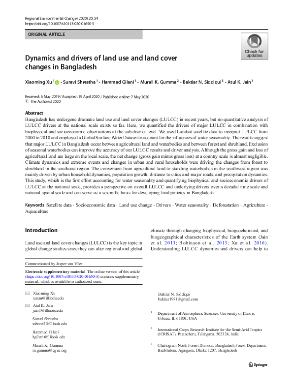 (PDF) Dynamics and drivers of land use and land cover changes in Bangladesh