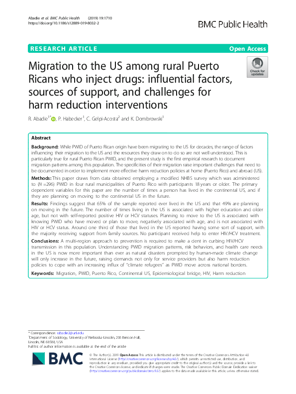 (PDF) Migration to the US among rural Puerto Ricans who inject drugs ...