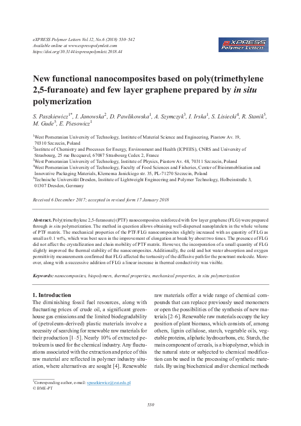 (PDF) New functional nanocomposites based on poly(trimethylene 2,5 ...