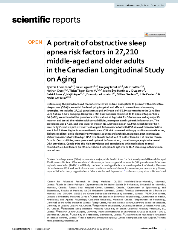 (PDF) A portrait of obstructive sleep apnea risk factors in 27,210 ...