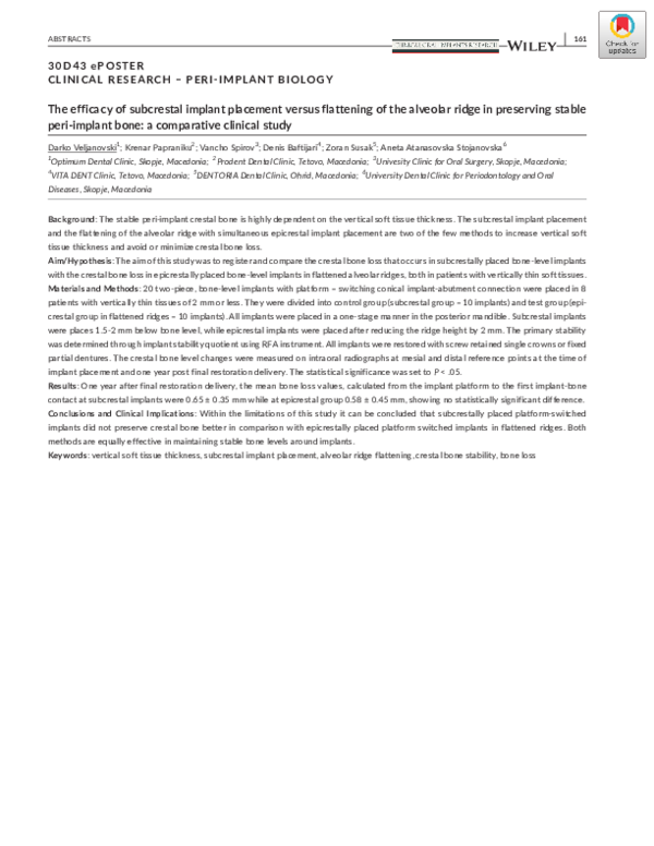 (PDF) The efficacy of subcrestal implant placement versus flattening of ...