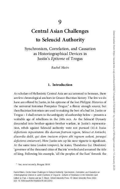 (PDF) Central Asian Challenges to Seleucid Authority Synchronism ...