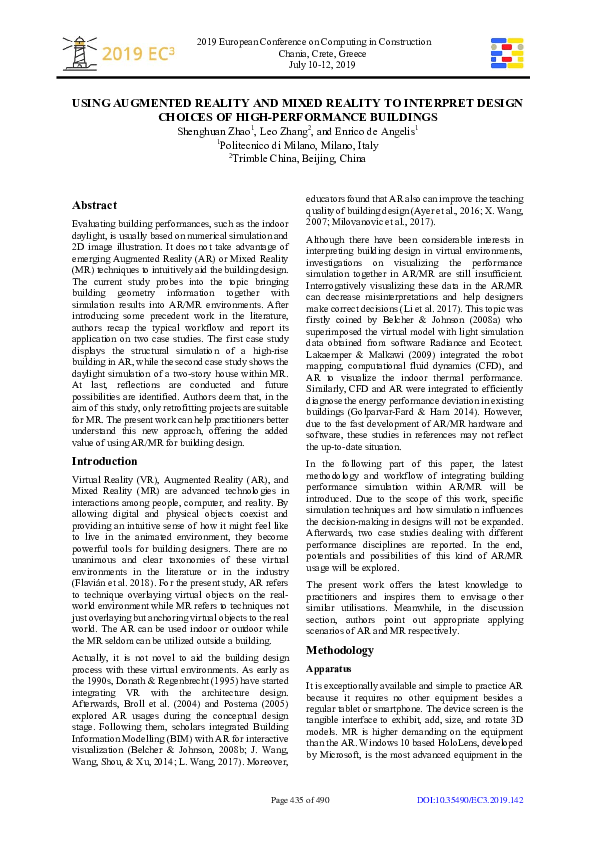 (PDF) Using augmented reality and mixed reality to interpret design ...