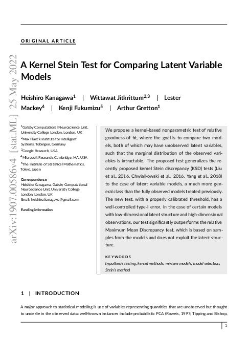(PDF) A Kernel Stein Test for Comparing Latent Variable Models