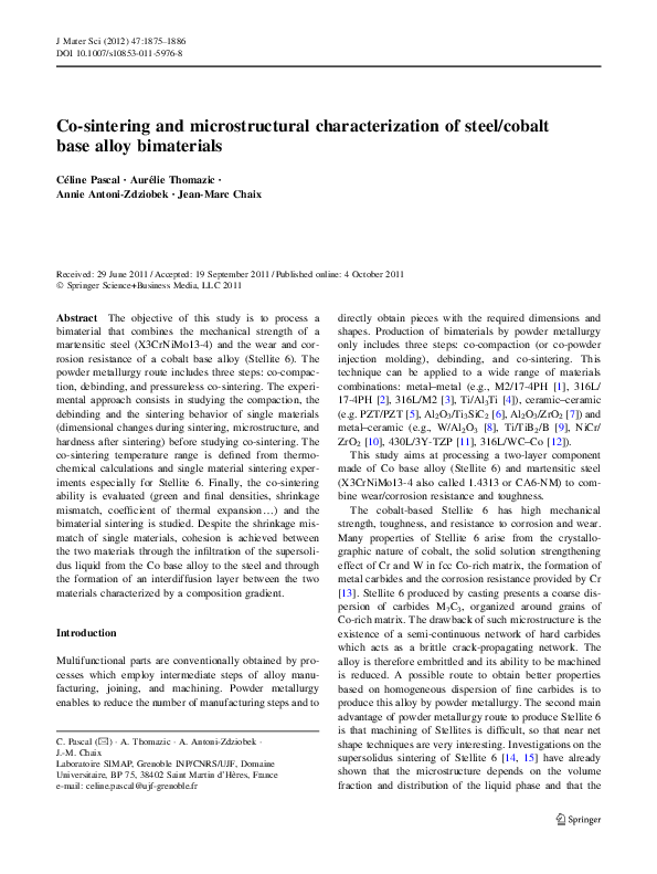 (PDF) Co-sintering and microstructural characterization of steel/cobalt ...