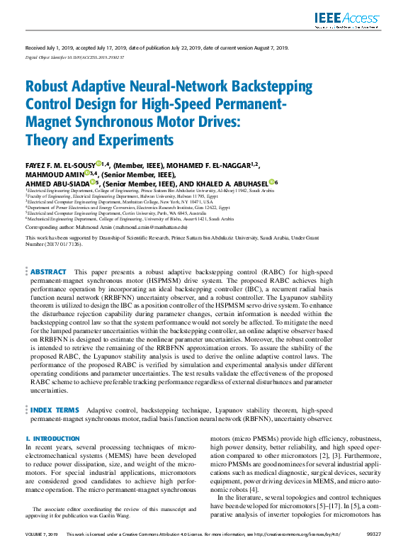 (PDF) Robust Adaptive Neural-Network Backstepping Control Design for ...