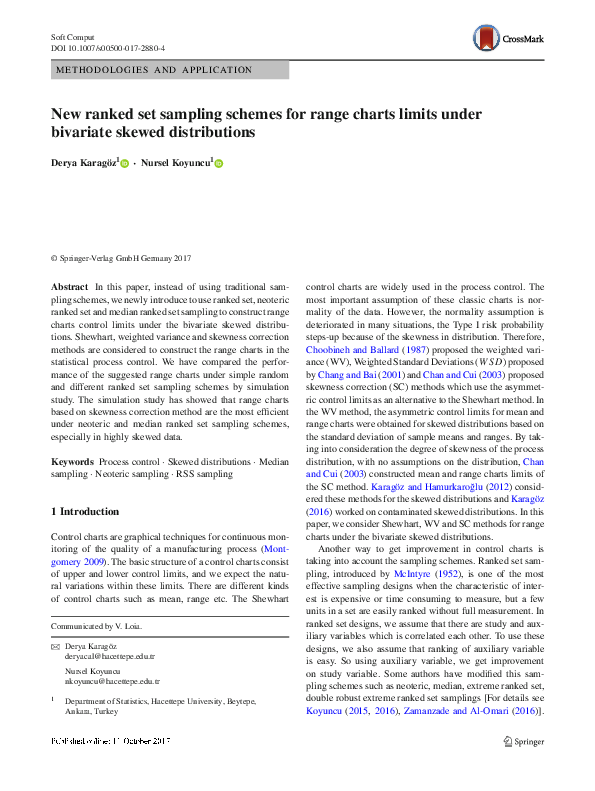 (PDF) New ranked set sampling schemes for range charts limits under ...