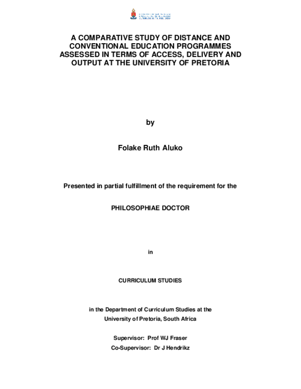 (PDF) A comparative study of distance and conventional education ...