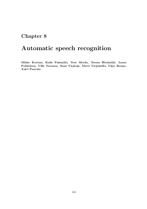 Pdf Chapter 8 Automatic Speech Recognition