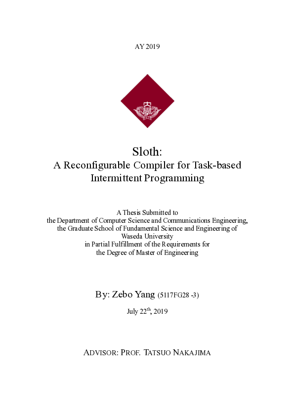 (PDF) Sloth: A Reconfigurable Compiler for Task-based Intermittent ...