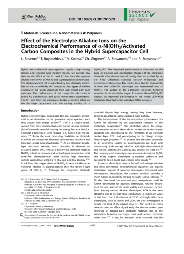 (PDF) Effect of the Electrolyte Alkaline Ions on the Electrochemical ...