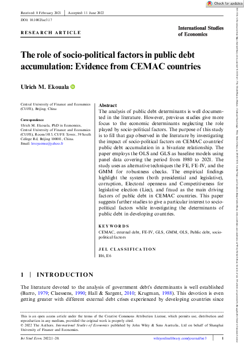 (PDF) The role of socio-political factors in public debt accumulation ...