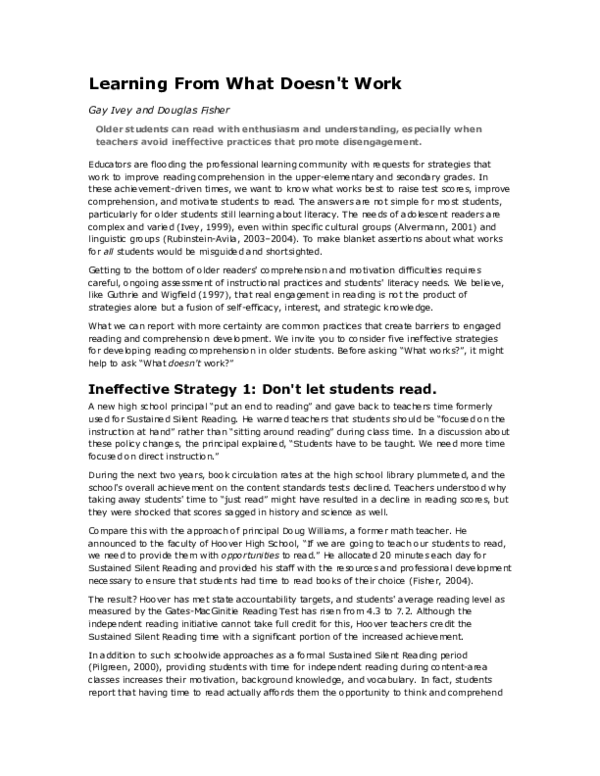 (PDF) Learning from what doesn't work